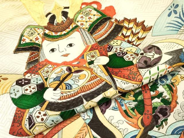 平和屋着物[]お宮参り　男の子　祝着　産着　初着　のしめ　手描き　駒刺繍　童子　兜　吉祥文　暈し染め　逸品　DABC5068ma
