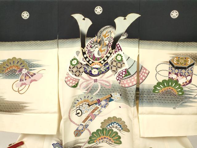 平和屋着物[]お宮参り　男の子　祝着　産着　初着　のしめ　龍　兜　貝桶絵巻梅松文　金銀彩　逸品　DABC5069ma