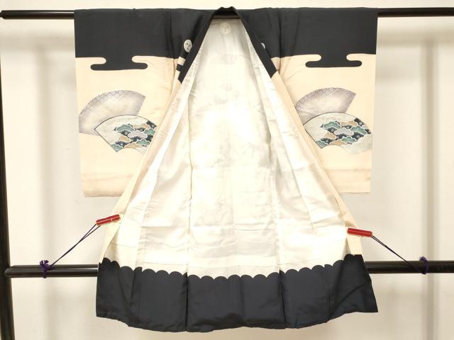 平和屋着物[]お宮参り　男の子　祝着　産着　初着　のしめ　龍　兜　地紙重ね松文　銀彩　逸品　DABC5070ma