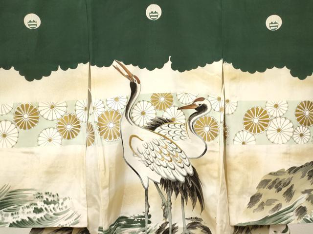 平和屋着物[]お宮参り　男の子　祝着　産着　初着　のしめ　刺繍　鶴　菊　波文　暈し染め　金彩　逸品　DABC5071ma
