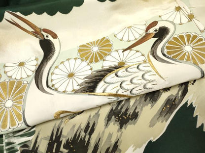 平和屋着物[]お宮参り　男の子　祝着　産着　初着　のしめ　刺繍　鶴　菊　波文　暈し染め　金彩　逸品　DABC5071ma