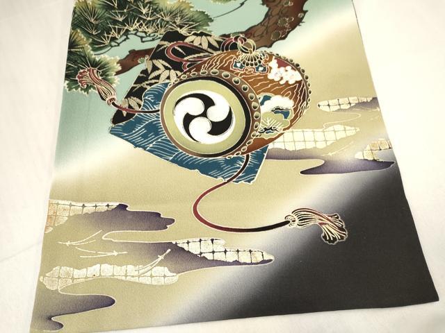 平和屋着物[]お宮参り　男の子　祝着　産着　初着　のしめ　龍　兜　風景松文　暈し染め　金銀彩　逸品　DABC5072ma