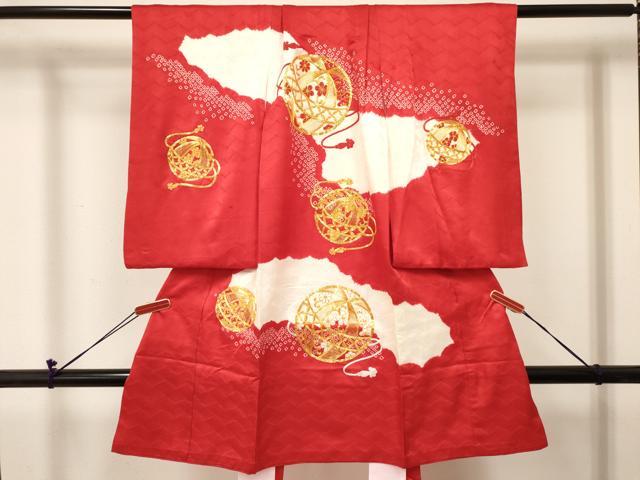 平和屋着物[]お宮参り 女の子 祝着 産着 初着 のしめ 駒刺繍 絞り 鞠花文 逸品 DABC5074ma