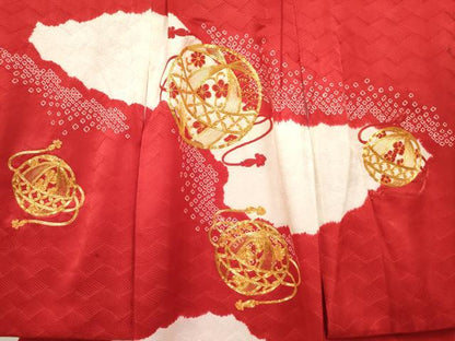 平和屋着物[]お宮参り　女の子　祝着　産着　初着　のしめ　駒刺繍　絞り　鞠花文　逸品　DABC5074ma