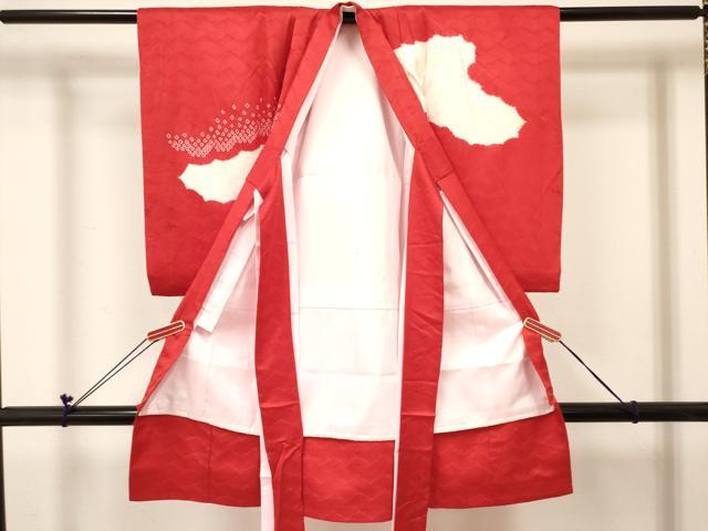 平和屋着物[]お宮参り　女の子　祝着　産着　初着　のしめ　駒刺繍　絞り　鞠花文　逸品　DABC5074ma