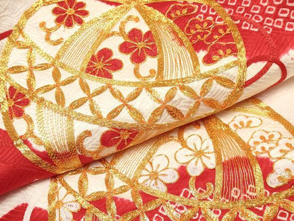 平和屋着物[]お宮参り　女の子　祝着　産着　初着　のしめ　駒刺繍　絞り　鞠花文　逸品　DABC5074ma