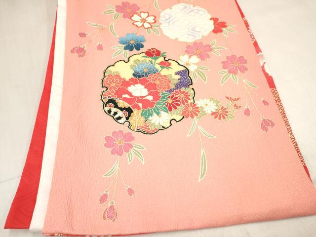 平和屋着物[]お宮参り　女の子　祝着　産着　初着　のしめ　雪輪御所車花文　金彩　逸品　DABC5075ma