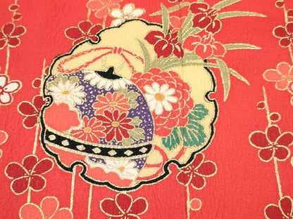 平和屋着物[]お宮参り　女の子　祝着　産着　初着　のしめ　雪輪御所車花文　金彩　逸品　DABC5075ma