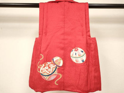 平和屋着物[]七五三　女の子　子供　被布　鞠花文　金彩　逸品　DABC5078ma