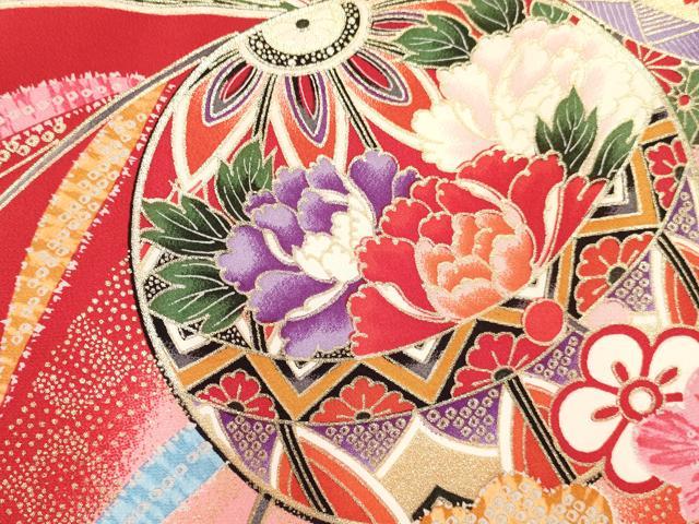 平和屋着物[]お宮参り　女の子　祝着　産着　初着　のしめ　飛鶴鈴花文　暈し染め　金彩　箱付き　逸品　未使用　DABC5106ma