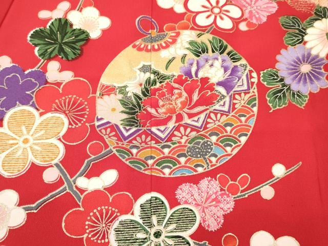 平和屋着物[]お宮参り　女の子　祝着　産着　初着　のしめ　飛鶴鈴花文　暈し染め　金彩　箱付き　逸品　未使用　DABC5106ma