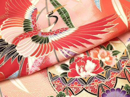 平和屋着物[]お宮参り　女の子　祝着　産着　初着　のしめ　飛鶴鈴花文　暈し染め　金彩　箱付き　逸品　未使用　DABC5106ma
