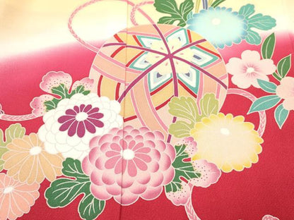 平和屋着物[]お宮参り　女の子　祝着　産着　初着　のしめ　鞠花文　暈し染め　箱付き　逸品　未使用　DABC5107ma