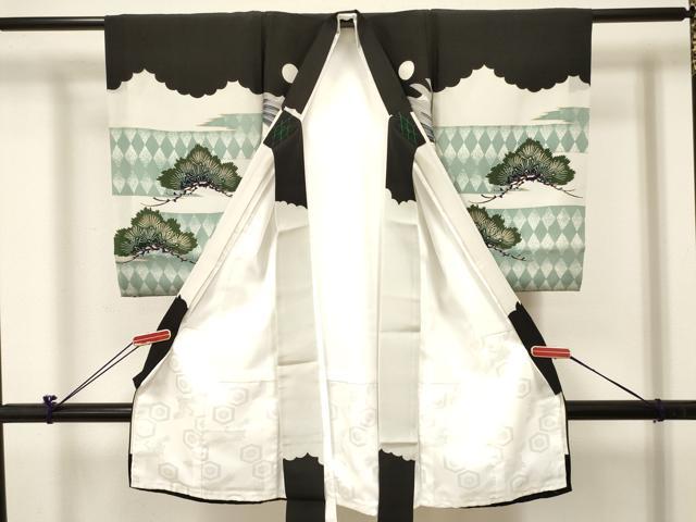 平和屋着物[]お宮参り　男の子　祝着　産着　初着　のしめ　鷹　鷲　松文　金彩　箱付き　逸品　DABC5108ma
