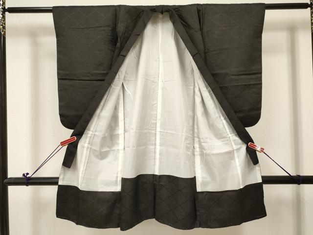 平和屋着物[]男の子　子供　着物　松葉菱地紋　黒地　逸品　DABC5113ma
