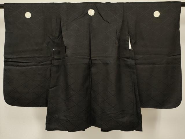 平和屋着物[]男の子　子供　羽織　松葉菱地紋　黒地　逸品　DABC5117ma