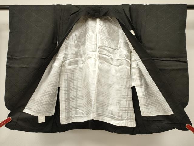 平和屋着物[]男の子　子供　羽織　松葉菱地紋　黒地　逸品　DABC5117ma