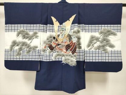 平和屋着物[]男の子　子供　羽織　龍　兜　松文　金彩　洗える着物　DABC5119ma