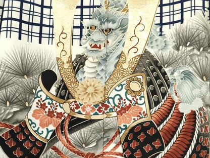 平和屋着物[]男の子　子供　羽織　龍　兜　松文　金彩　洗える着物　DABC5119ma