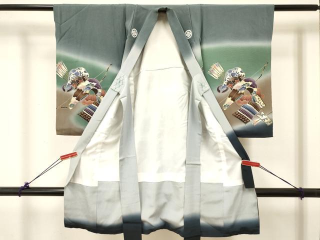平和屋着物[]男の子　子供　着物　鷹　鷲　龍　兜　松文　暈し染め　金銀彩　逸品　DABC5121ma