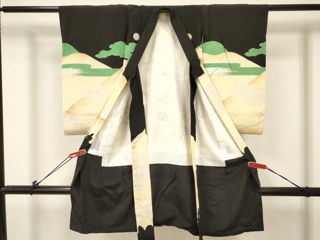 平和屋着物[]七五三　男の子　祝着・長襦袢(袷)セット　大名行列　金彩　逸品　DABC5123ma