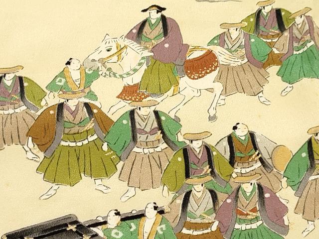 平和屋着物[]七五三　男の子　祝着・長襦袢(袷)セット　大名行列　金彩　逸品　DABC5123ma