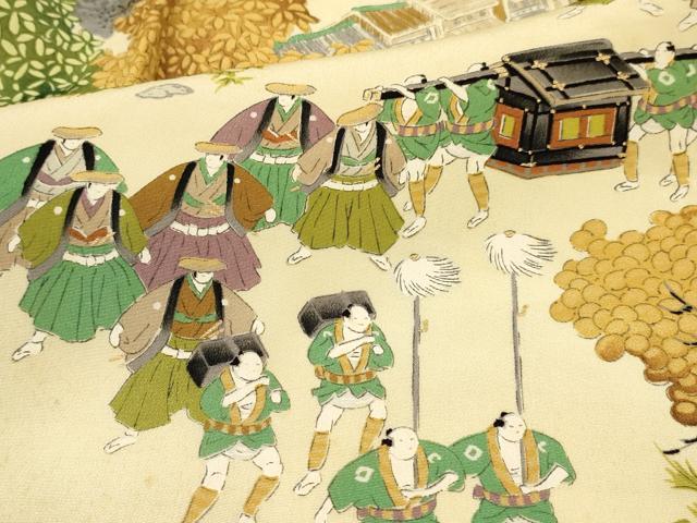平和屋着物[]七五三　男の子　祝着・長襦袢(袷)セット　大名行列　金彩　逸品　DABC5123ma