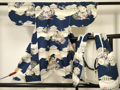 平和屋着物[]七五三　男の子　祝着・被布セット　龍　兜　逸品　未使用　DABC5125ma