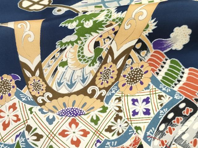 平和屋着物[]七五三　男の子　祝着・被布セット　龍　兜　逸品　未使用　DABC5125ma
