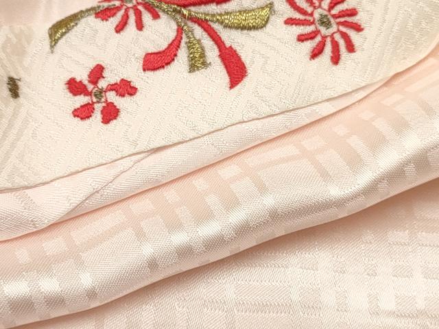 平和屋着物[]七五三　女の子　３歳　祝着　三つ身　長襦袢(袷・半衿刺繍)セット　駒刺繍　扇面孔雀花文　金彩　逸品　DABC5129ma