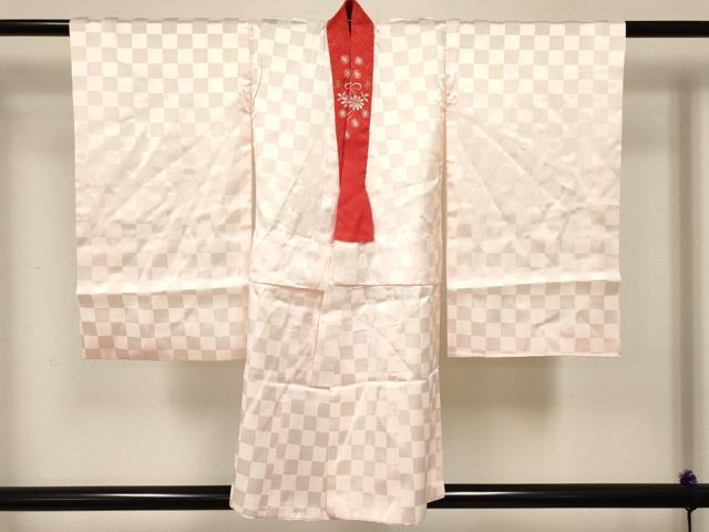 平和屋着物[]七五三　女の子　３歳　祝着　三つ身　長襦袢(袷・半衿刺繍)セット　刺繍　桐飛鶴花文　金彩　逸品　DABC5130ma
