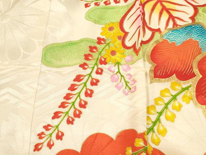 平和屋着物[]七五三　女の子　３歳　祝着　三つ身　長襦袢(袷・半衿刺繍)セット　刺繍　桐飛鶴花文　金彩　逸品　DABC5130ma