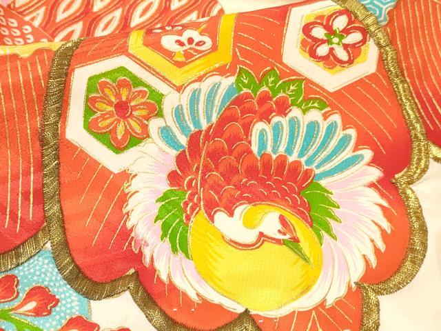 平和屋着物[]七五三　女の子　３歳　祝着　三つ身　長襦袢(袷・半衿刺繍)セット　刺繍　桐飛鶴花文　金彩　逸品　DABC5130ma