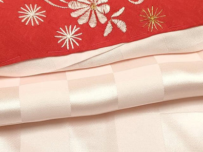 平和屋着物[]七五三　女の子　３歳　祝着　三つ身　長襦袢(袷・半衿刺繍)セット　刺繍　桐飛鶴花文　金彩　逸品　DABC5130ma