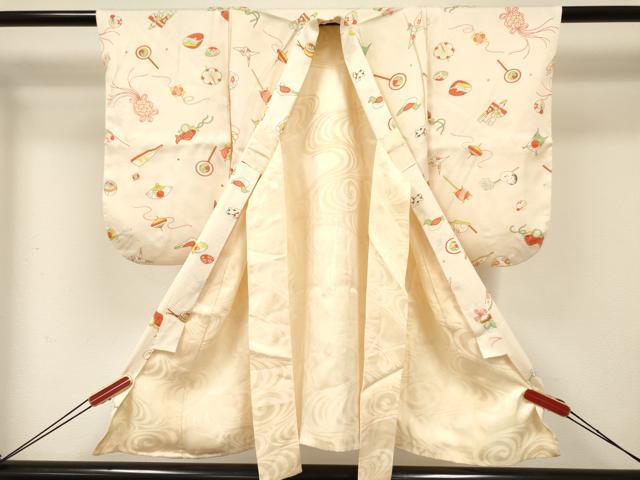 平和屋着物[]七五三　女の子　３歳　祝着　三つ身　被布セット　玩具文　逸品　DABC5131ma