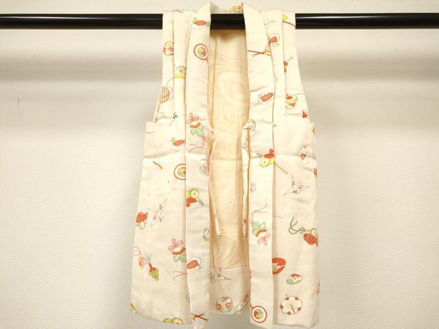 平和屋着物[]七五三　女の子　３歳　祝着　三つ身　被布セット　玩具文　逸品　DABC5131ma