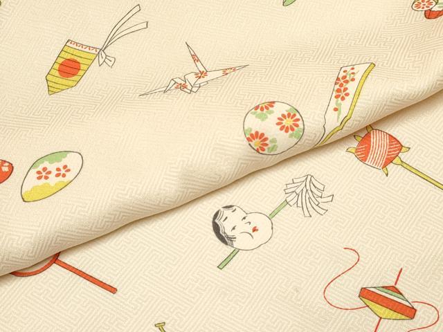 平和屋着物[]七五三　女の子　３歳　祝着　三つ身　被布セット　玩具文　逸品　DABC5131ma
