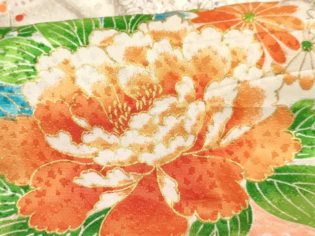 平和屋着物[]七五三　女の子　３歳　祝着　三つ身　長襦袢(無双仕立て)セット　駒刺繍　花籠文　金彩　DABC5133ma