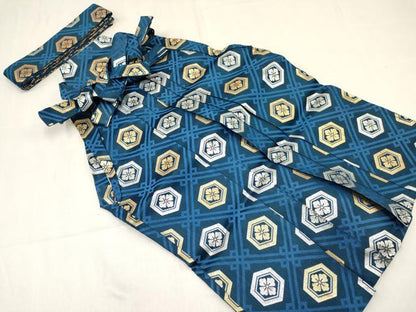 平和屋着物[]七五三　男の子　祝着・羽織・行灯袴セット　駒刺繍　鷹　鷲　松文　金彩　DABC5134ma