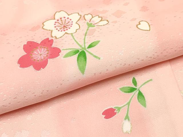 平和屋着物[]七五三　女の子　３歳　祝着　三つ身　長襦袢(単衣・半衿刺繍)・被布セット　市松草花文　金彩　逸品　DABC5137ma