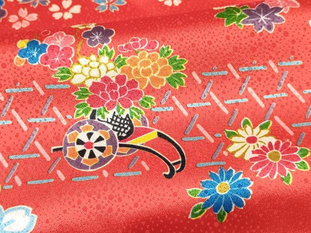 平和屋着物[]七五三 女の子 ３歳 祝着 三つ身 被布・巾着セット 花車文 DABC5140ma