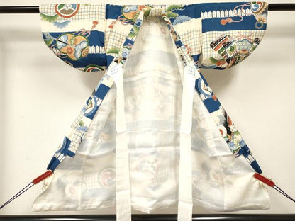 平和屋着物[]七五三　男の子　被布セット　兜　鼓松文　逸品　DABC5141ma