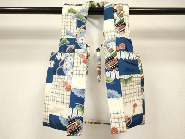 平和屋着物[]七五三　男の子　被布セット　兜　鼓松文　逸品　DABC5141ma