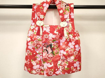 平和屋着物[]七五三　女の子　３歳　祝着　三つ身　長襦袢(単衣)・被布・巾着セット　兎　雪輪御所車花文　暈し染め　金彩　DABC5142ma