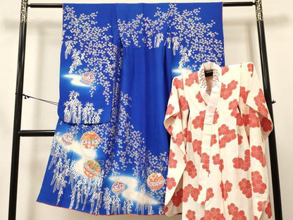 平和屋着物[]七五三　女の子　７歳　祝着　四つ身　長襦袢(無双仕立て)セット　駒刺繍　鈴花文　暈し染め　金銀彩　逸品　DABC5146ma