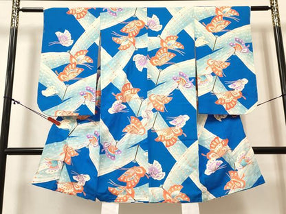 平和屋着物[]七五三　女の子　３歳　祝着　三つ身　長襦袢(袷)セット　舞蝶文　金銀彩　逸品　DABC5147ma