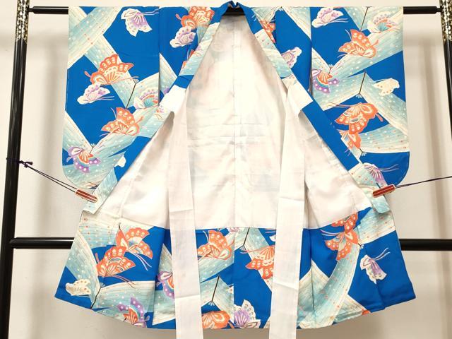 平和屋着物[]七五三　女の子　３歳　祝着　三つ身　長襦袢(袷)セット　舞蝶文　金銀彩　逸品　DABC5147ma