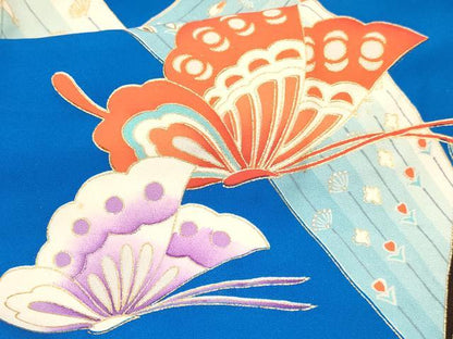 平和屋着物[]七五三　女の子　３歳　祝着　三つ身　長襦袢(袷)セット　舞蝶文　金銀彩　逸品　DABC5147ma