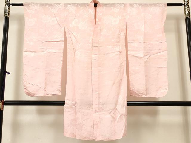 平和屋着物[]七五三　女の子　７歳　祝着　四つ身　長襦袢(単衣)セット　駒刺繍　源氏車花文　金彩　洗える着物　DABC5148ma