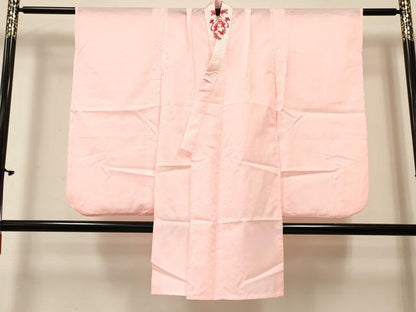 平和屋着物[]七五三　女の子　７歳　祝着　四つ身　襦袢(単衣・半衿刺繍)セット　花蝶文　暈し染め　黒地　金彩　DABC5150ma